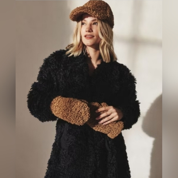 Love & Lore Cozy Tan Scarf With Teddy Bear Core Style Brown Hat and Mittens Set - Picture 2 of 16